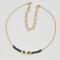 Handmade gold moon phase necklace with sapphire beads on bullion wire.